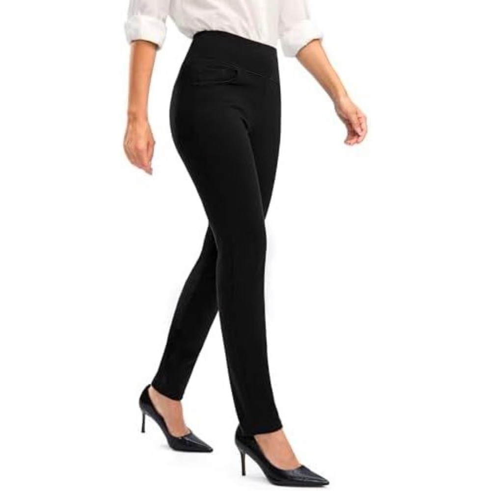 Rammus Womens Dress Pants Tummy Control Stretchy Work Pants Skinny Black XL 29
